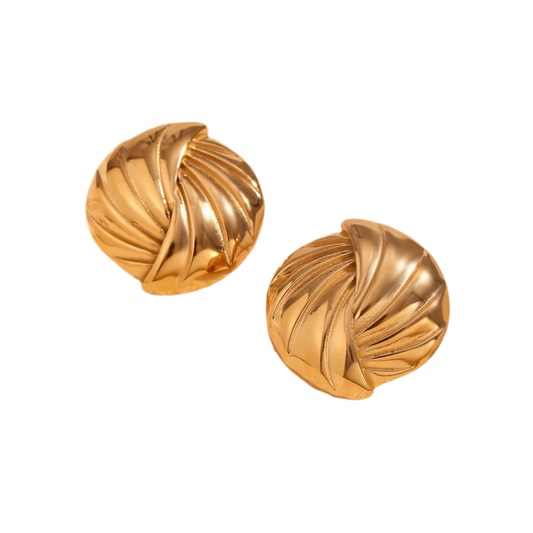Gold Round Earrings